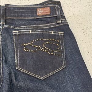 PAIGE Women's Indigo Jeans with Embellished Pocket Benedict Canyon